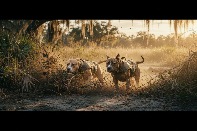 Pit Bulls in Cut Vests - Intense Action