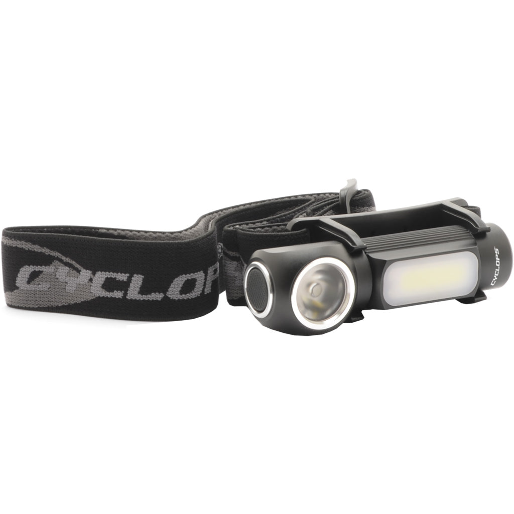 Cyclops Hades Horizon Rechargeable 500 lumens. Run time up to 3 hours. Adjustable, elastic headband.