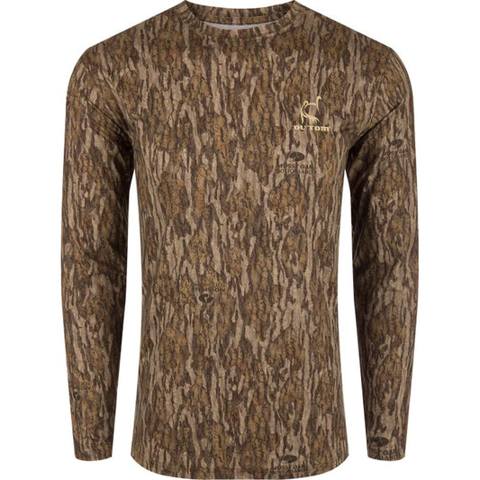Drake Ol' Tom Performance Crew Camo Print LS MO Bottomland (M-2X)